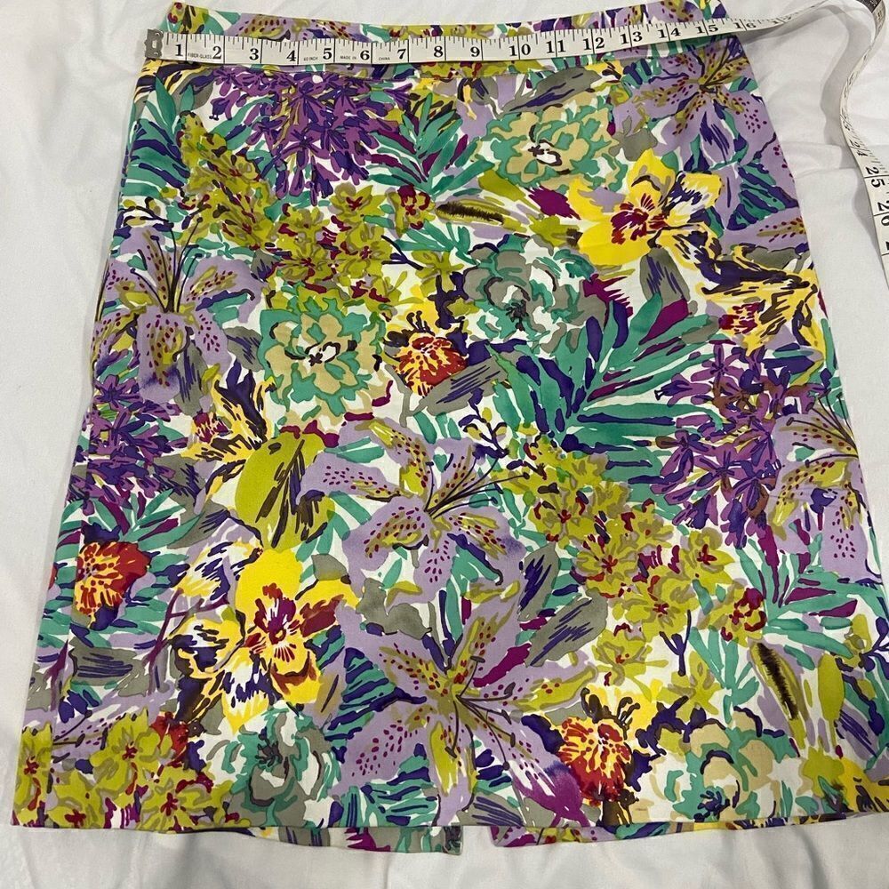 ECCOCI tropical floral skirt exposed zipper back slit size 2 - Picture 2 of 6